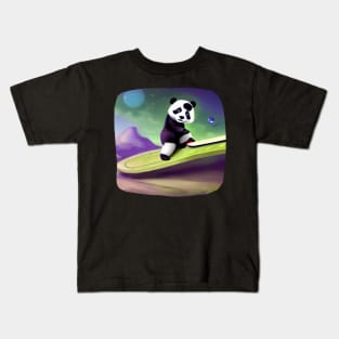 Panda Skatebord on New Planet Kids T-Shirt